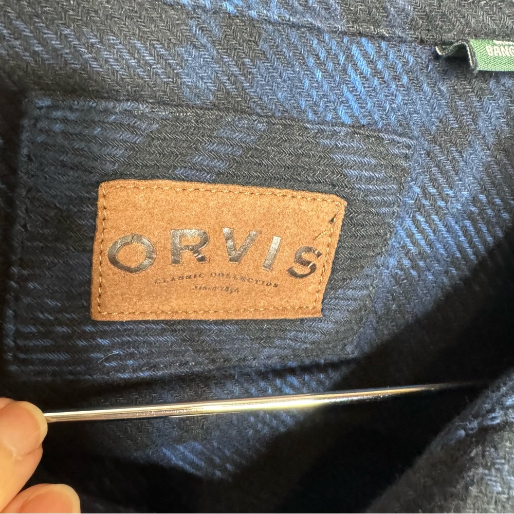 Orvis Navy and Black Plaid Shirt Jacket with Pockets Medium - Picture 6 of 7